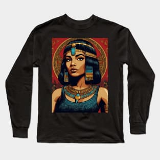 Black Cleopatra Egyptian Art Long Sleeve T-Shirt